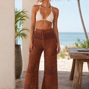 Aerie brown crochet pants with